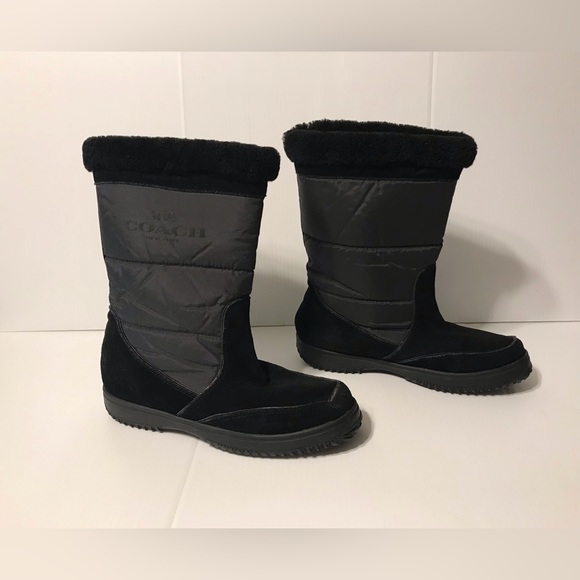 Coach Shoes - Coach Sherman suede black winter mid calf boots women size 9.5 B